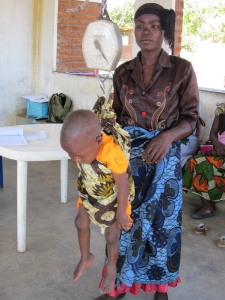 Weighing a child